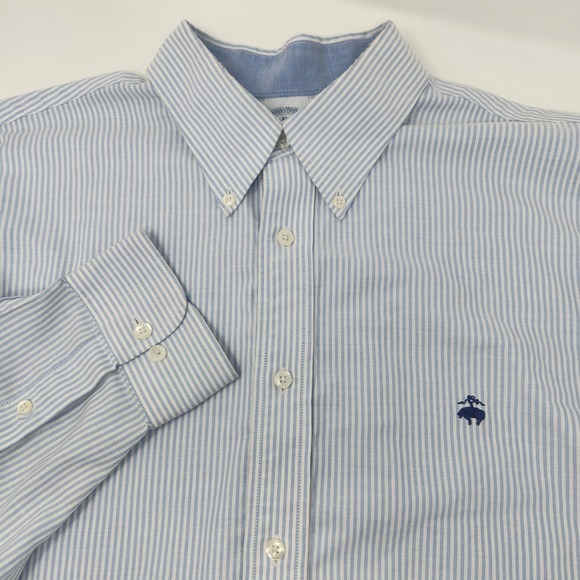 Brooks Brothers 1818 Regent Mens XL Long Sleeve Button Down Shirt Blue Striped - Picture 1 of 7